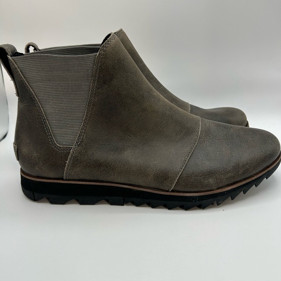 COPY - SOREL Harlow Chelsea Rain Boot Waterproof Leather Ankle Booties in gray … - Picture 4 of 12